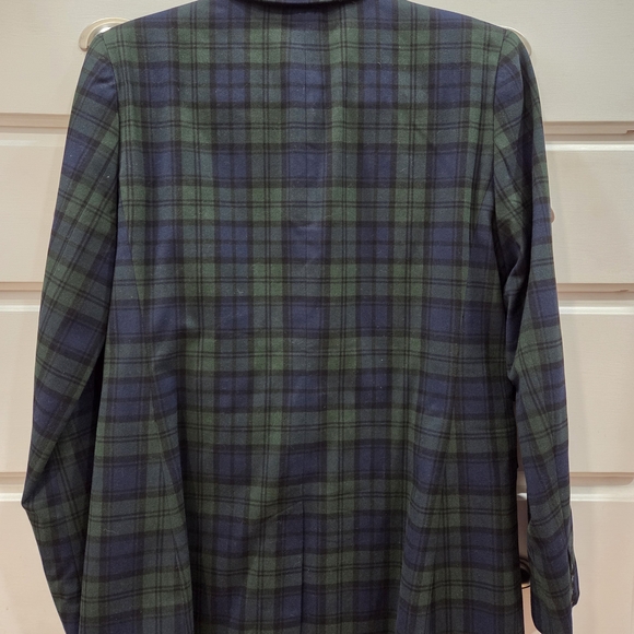 NWT LOFT Green and Navy Plaid Double-Breasted Blazer - Picture 5 of 8